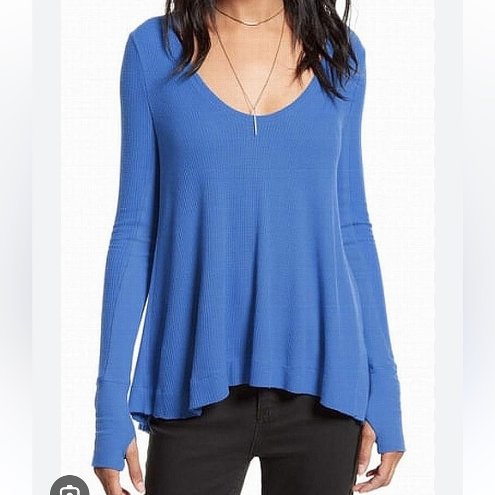 Free People Royal Blue Malibu Thermal Top S